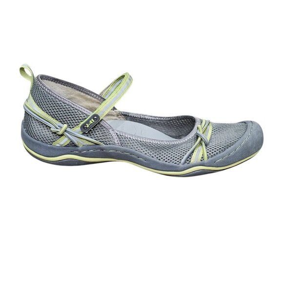🔥J-41 Women's Misty Adventure Flat Grey/Pistachio Mary Jane Mesh Athletic Shoe - Picture 1 of 10